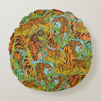 Oerwoud Majesteit: Tijgers te midden van groen Rond Kussen