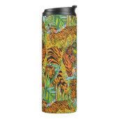 Oerwoud Majesteit: Tijgers te midden van groen Thermosbeker (Gedraaid links)