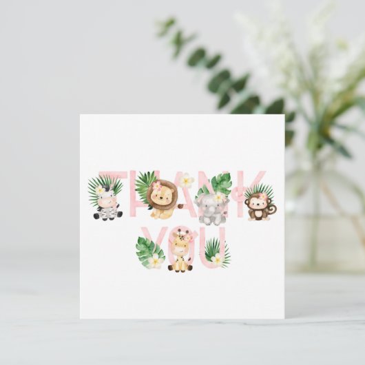 Oerwoud Meisje Baby shower Dank je wel kaarten (Staand voorkant)