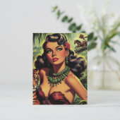  Oerwoud Meisje Pin Up Briefkaart (Staand voorkant)