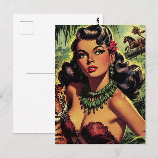 Oerwoud Meisje Pin Up Briefkaart (Voorkant / Achterkant)