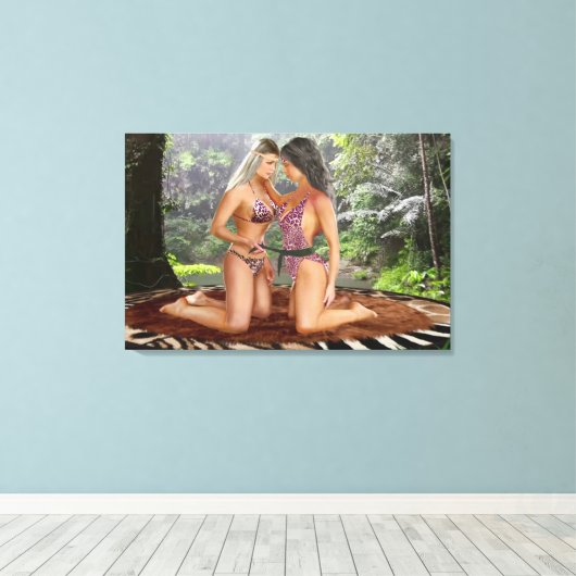 OERWOUD MEISJES AFGEZIEN CANVAS AFDRUK (Insitu (Houten vloer))