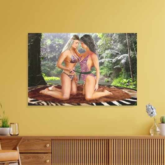 OERWOUD MEISJES AFGEZIEN CANVAS AFDRUK (Insitu (Woonkamer))