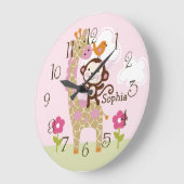 Oerwoud Meisjesdier Kind — Nursery Clock Vierkante Klok (Hoek)