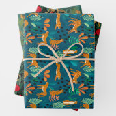 Oerwoud met grote kat — papierbladen inpakpapier vel (In situ)