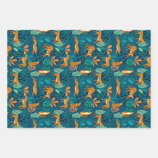 Oerwoud met grote kat — papierbladen inpakpapier vel (Voorkant)