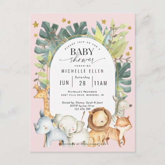 Oerwoud met kindermeisje safari moderne douche uitnodiging briefkaart (Voorkant)