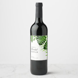 Oerwoud met Tropische Vrijgezellenfeest Waterverf Wijn Etiket