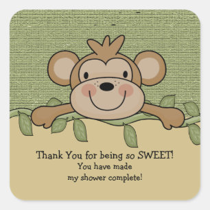 Oerwoud Monkey Baby shower Vierkante Sticker! Sticker