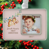 Oerwoud Monkey Baby's 1e Kerstmis Foto Ornament