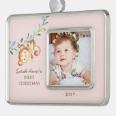 Oerwoud Monkey Baby's 1e Kerstmis Foto Ornament (Links)