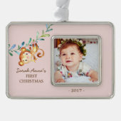 Oerwoud Monkey Baby's 1e Kerstmis Foto Ornament (Voorkant)