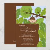Oerwoud Monkey Boy Baby shower Uitnodiging (Voorkant / Achterkant)