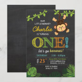 Oerwoud Monkey Cute Animal jarig uitnodiging (Voorkant / Achterkant)