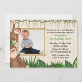Oerwoud Monkey Foto Birthday Uitnodiging (Voorkant)