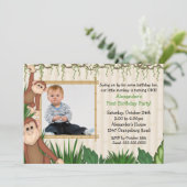 Oerwoud Monkey Foto Birthday Uitnodiging (Staand voorkant)