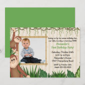 Oerwoud Monkey Foto Birthday Uitnodiging (Voorkant / Achterkant)