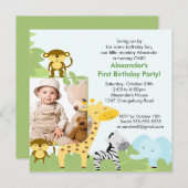 Oerwoud Monkey Foto Birthday Uitnodiging (Voorkant / Achterkant)