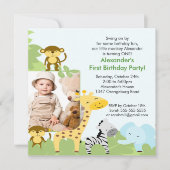 Oerwoud Monkey Foto Birthday Uitnodiging (Voorkant)