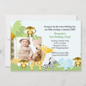 Oerwoud Monkey Foto Birthday Uitnodiging (Voorkant)