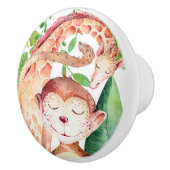 Oerwoud Monkey & Giraffe Safari Slaapkamer Kinderk Keramische Knop (Rechts)