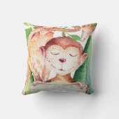 Oerwoud Monkey & Giraffe Safari Slaapkamer Kinderk Kussen (Achterkant)