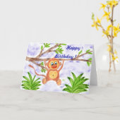 Oerwoud Monkey kind verjaardagskaart Kaart (Gele Bloem)