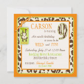 Oerwoud Monkey Nineth Birthday Invitation Oranje Kaart (Achterkant)