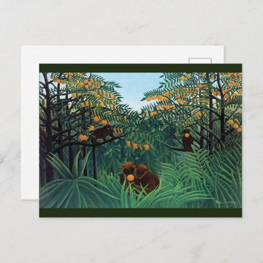 Oerwoud Monkeys Folk Art van Rousseau Briefkaart (Voorkant / Achterkant)