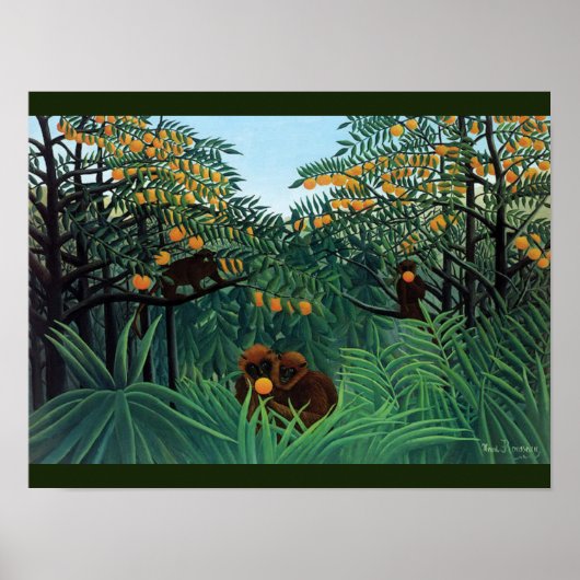 Oerwoud Monkeys Folk Art van Rousseau Poster (Voorkant)