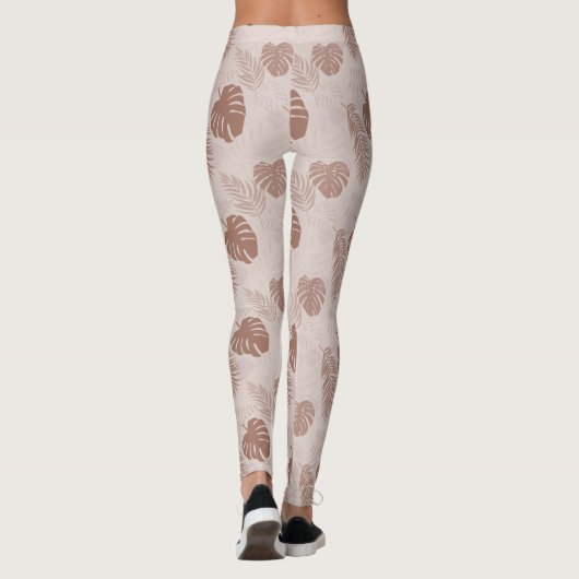 Oerwoud Monstera Mocha Mousse Beige Leggings (Achterkant)