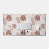 Oerwoud Monstera Mocha Mousse Beige Preppy Monogra Bureaumat (Keyboard & Muis)