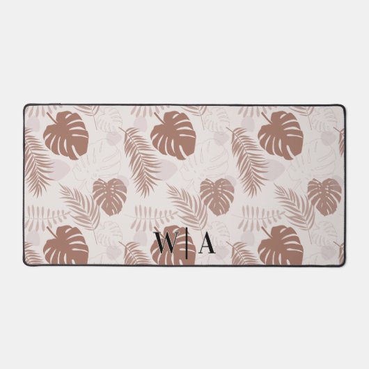 Oerwoud Monstera Mocha Mousse Beige Preppy Monogra Bureaumat (Voorkant)