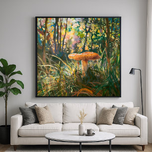 Oerwoud Mushroom - Painterly Style Natuur Art Poster