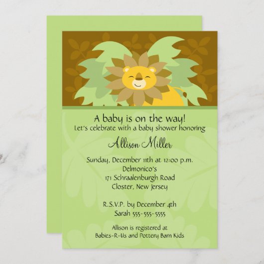 Oerwoud Neutraal Baby shower Uitnodiging (Voorkant / Achterkant)