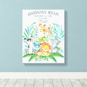 Oerwoud Nieuwe Baby Keepsake Geboortestatistieken Canvas Afdruk (Insitu (Houten vloer))