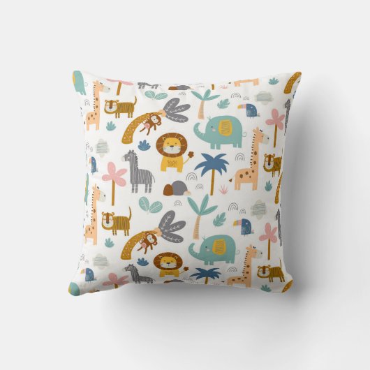 Oerwoud Nursery Animals Kinder Babys Cute Girls Bo Kussen (Achterkant)