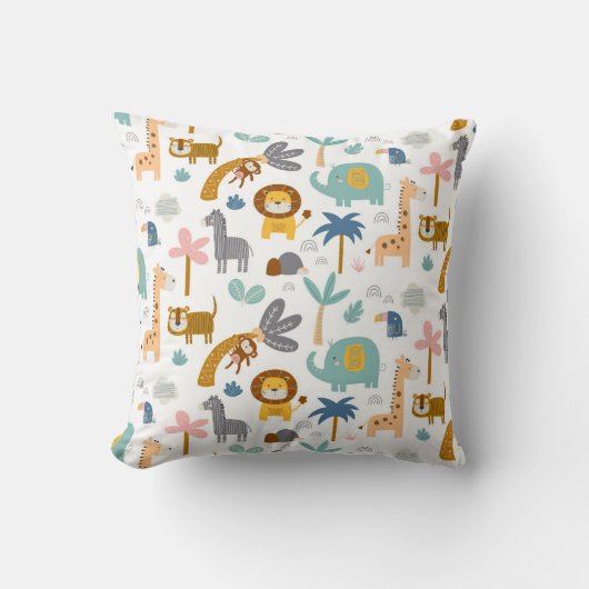 Oerwoud Nursery Animals Kinder Babys Cute Girls Bo Kussen (Voorkant)