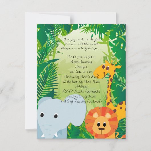 Oerwoud Nursery Baby shower Invitation Kaart (Voorkant)