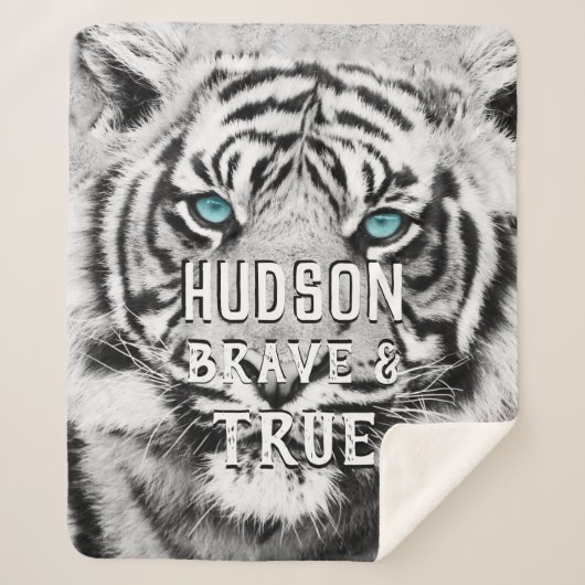 Oerwoud Nursery Bengal Tiger Blue Eyes Pattern Sherpa Deken (Voorkant)