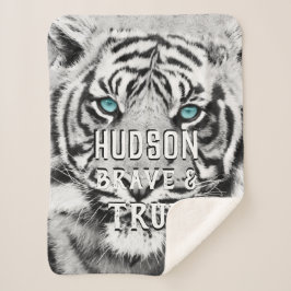 Oerwoud Nursery Bengal Tiger Blue Eyes Pattern Sherpa Deken