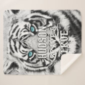 Oerwoud Nursery Bengal Tiger Blue Eyes Pattern Sherpa Deken (Voorkant (horizontaal))
