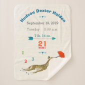 Oerwoud Nursery Flying Giraffe Baby Boy Birth Stat Sherpa Deken (Voorkant)