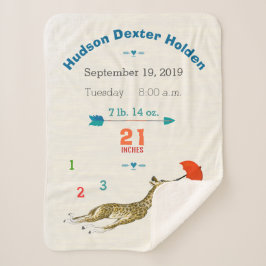 Oerwoud Nursery Flying Giraffe Baby Boy Birth Stat Sherpa Deken