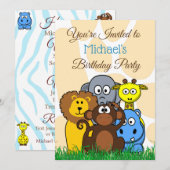 Oerwoud- of dierentuindieren die als geboorte word kaart (Voorkant / Achterkant)