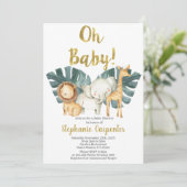 Oerwoud Oh Baby Safari Baby shower Boy Uitnodiging (Staand voorkant)