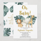 Oerwoud Oh Baby Safari Baby shower Boy Uitnodiging (Voorkant / Achterkant)
