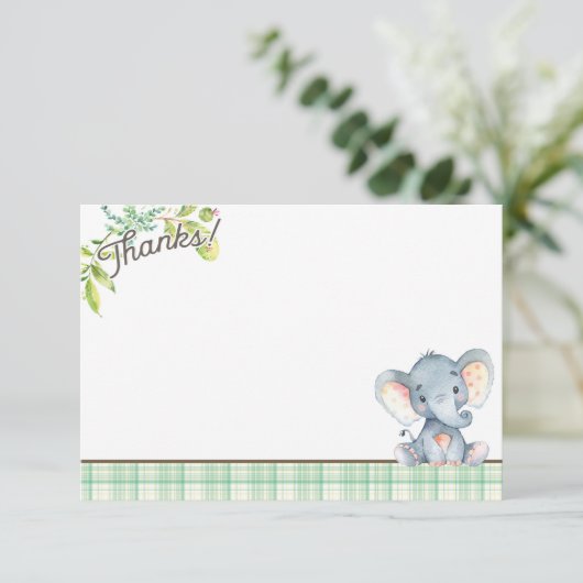 Oerwoud olifant Baby shower bedankkaart (Staand voorkant)