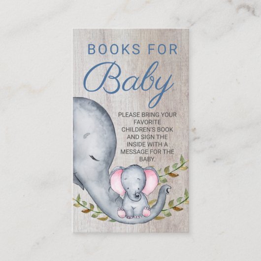 Oerwoud Olifant Baby shower Boeken voor Baby Informatiekaartje (Voorkant)