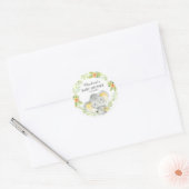 Oerwoud olifant Baby shower dank u gunst Ronde Sticker (Envelop)